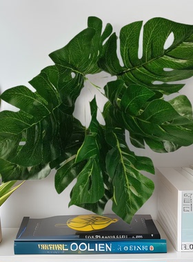 仿真花9头仿真龟背叶绿色过胶龟背竹配材绿植高仿真