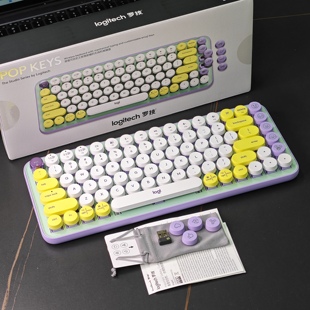 罗技POP 茶轴双模连接EMOJI表情包键帽办公家用 KEYS无线蓝牙键盘