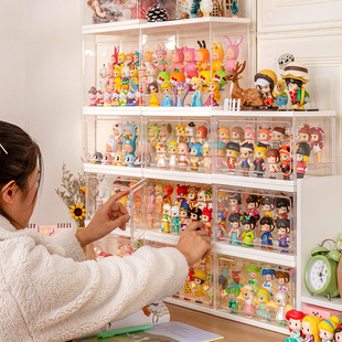 泡泡玛特收纳盒展示架盲盒置物架桌面亚克力手办乐高立牌陈列架