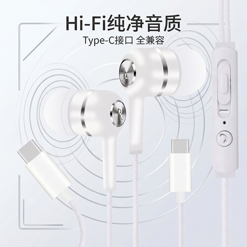 耳机有线Typec接口入耳式重低音线控适用于OPPO华为vivo小米通用