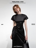 露背抽绳连衣裙dark TIWILLTANG就异是 琦抉唤形 Valentine