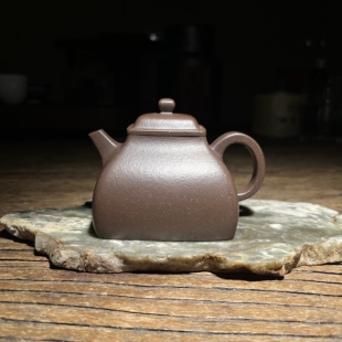 宜兴紫砂壶黄龙山原矿大水潭天青柴烧闷罐全手工四方坦然185mL