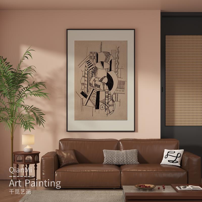 现代简约抽象几何入户玄关壁画个性线条客厅装饰画走廊楼梯间挂画图片