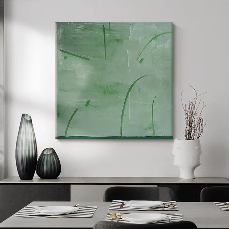 现代极简抽象纯手绘油画现代简约小众客厅装饰画餐厅方形玄关挂画图片