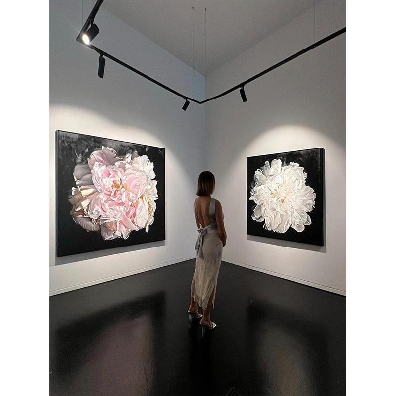 2025新富贵牡丹客厅背景装饰画款抽象艺术花卉卧室挂画轻奢高级感图片