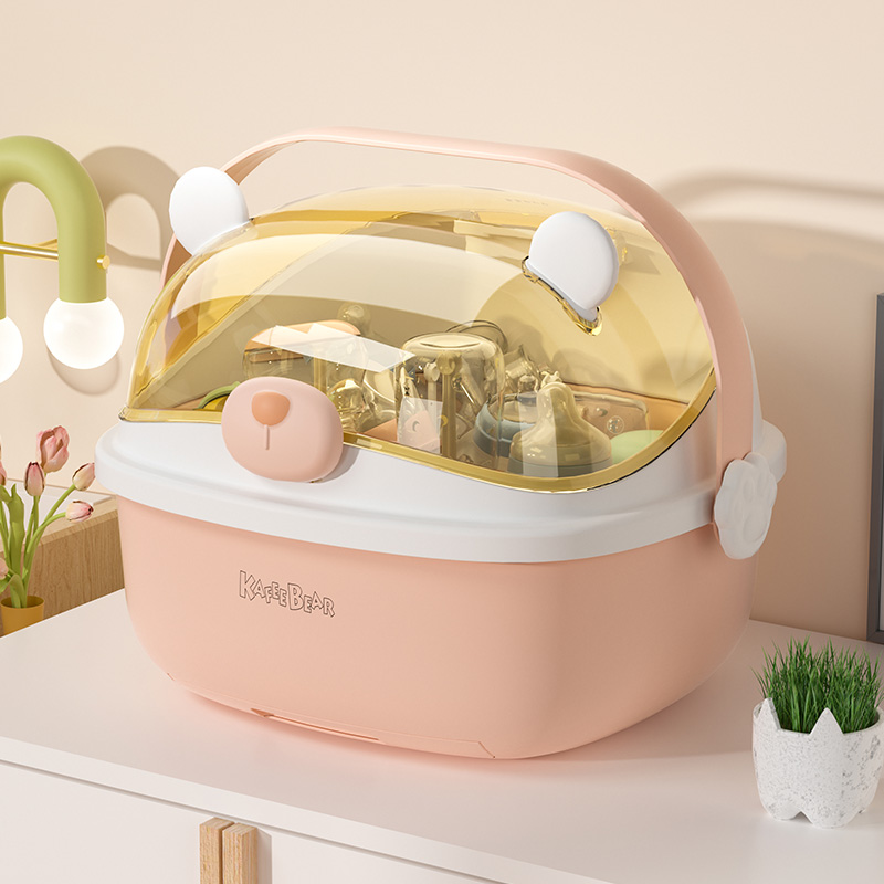 宝宝奶瓶沥水置物架收纳柜防尘带盖婴儿餐具专用辅食工具收纳箱盒