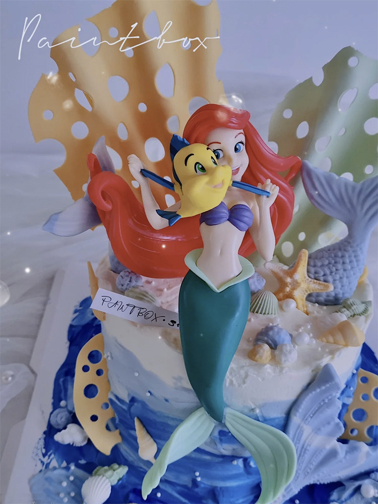 烘焙蛋糕装饰摆件卡通美人鱼海草珊瑚插件人鱼公主网红儿童生日