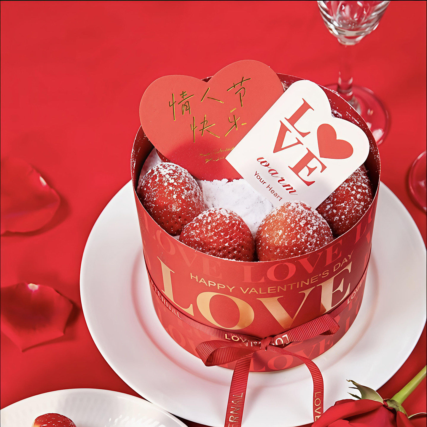 网红浪漫2.14情人节蛋糕装饰摆件红色烫金LOVE围边丝带插牌插件,节庆用品/礼品,蛋糕/烘焙装饰用品,淘宝优惠券,粉丝福利购,淘宝优惠卷