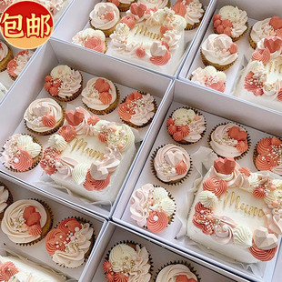 包邮网红烘焙母亲节蛋糕装饰包装盒5粒马芬杯子小蛋糕手提打包