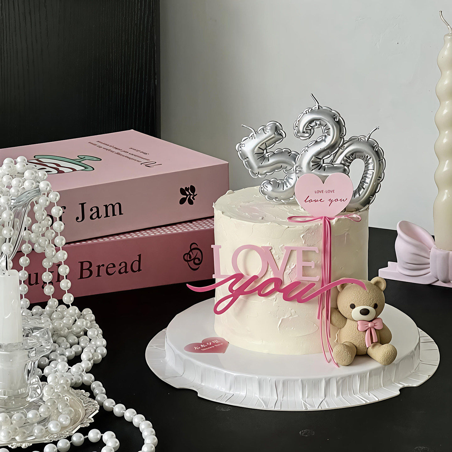 情人节网红烘焙蛋糕装饰插件坐姿小熊银色520数字蜡烛loveyou插件,节庆用品/礼品,蛋糕/烘焙装饰用品,淘宝优惠券,粉丝福利购,淘宝优惠卷