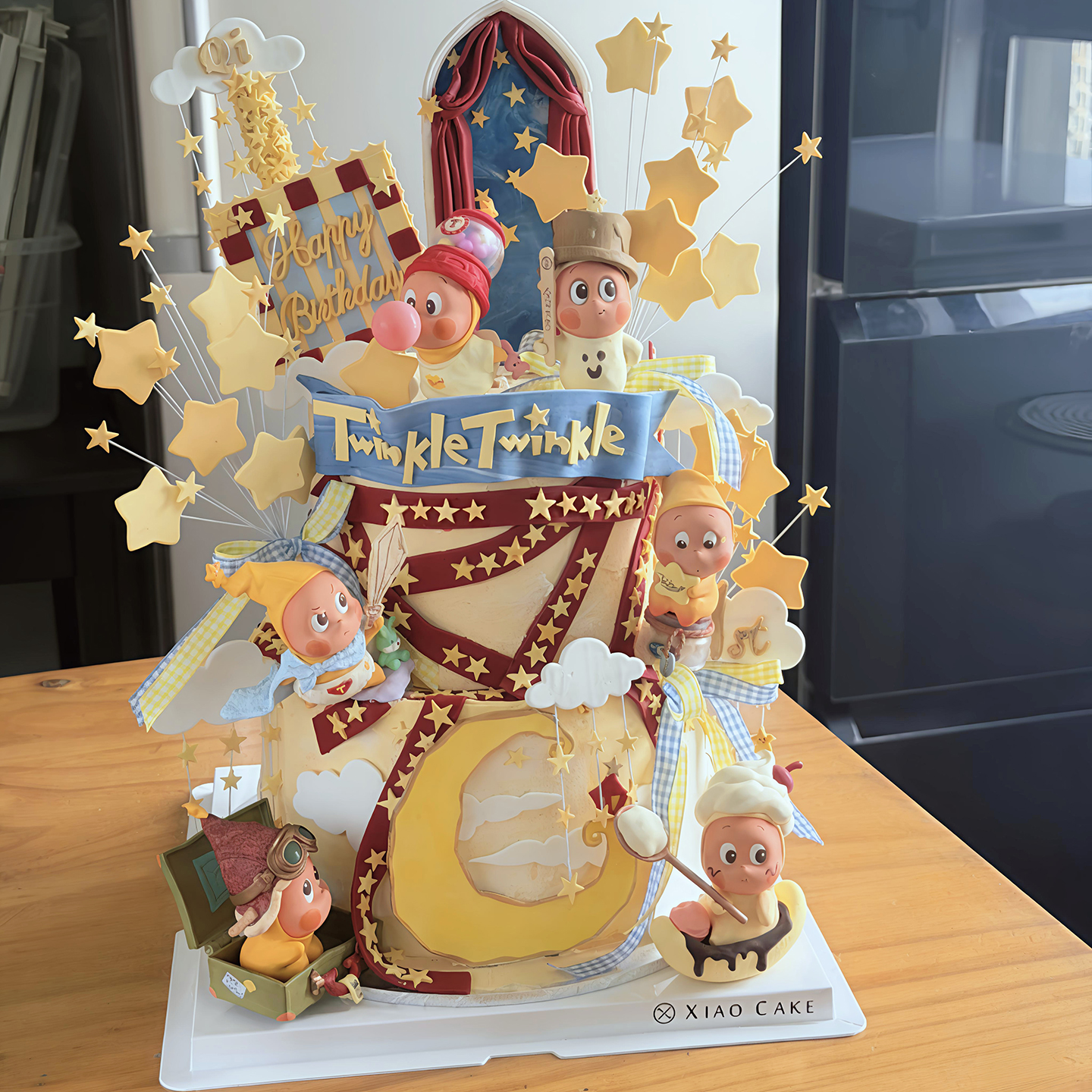 包邮网红生日蛋糕装饰摆件周岁星星人星仔卡通蜡烛插件插卡