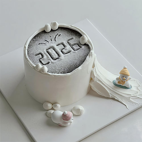 网红2026新年跨年ins风蛋糕装饰摆件可爱帽子滑冰雪人创意插件