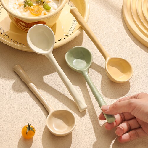 cookzone陶瓷勺子长柄汤勺