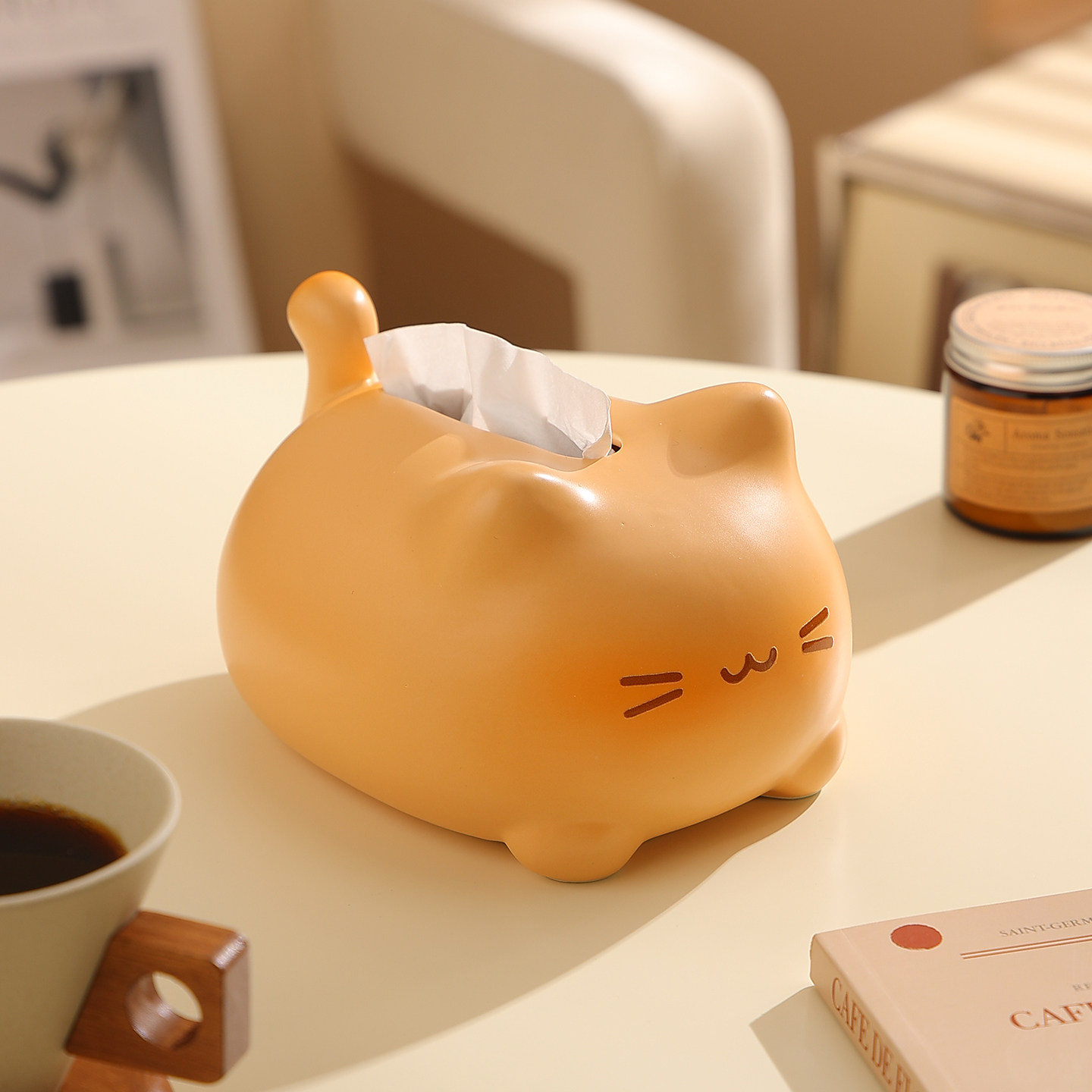 可爱小猫纸巾盒创意抽纸盒轻奢高级感客厅茶几桌面收纳摆件牙签盒,收纳整理,纸巾盒,淘宝优惠券,粉丝福利购,淘宝优惠卷
