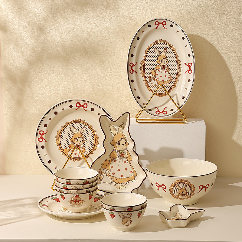 cookzone陶瓷复古田园赫拉兔餐具