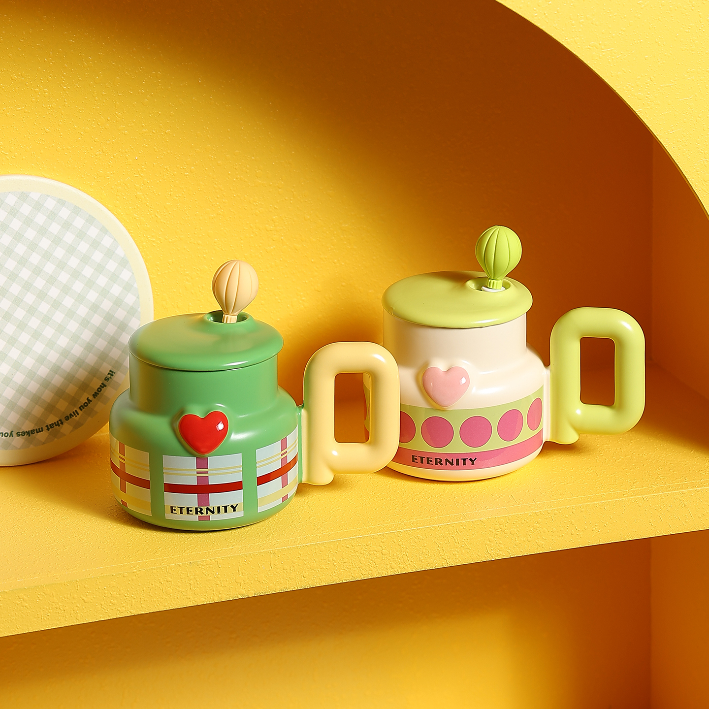 cookzone创意陶瓷马克杯带盖勺