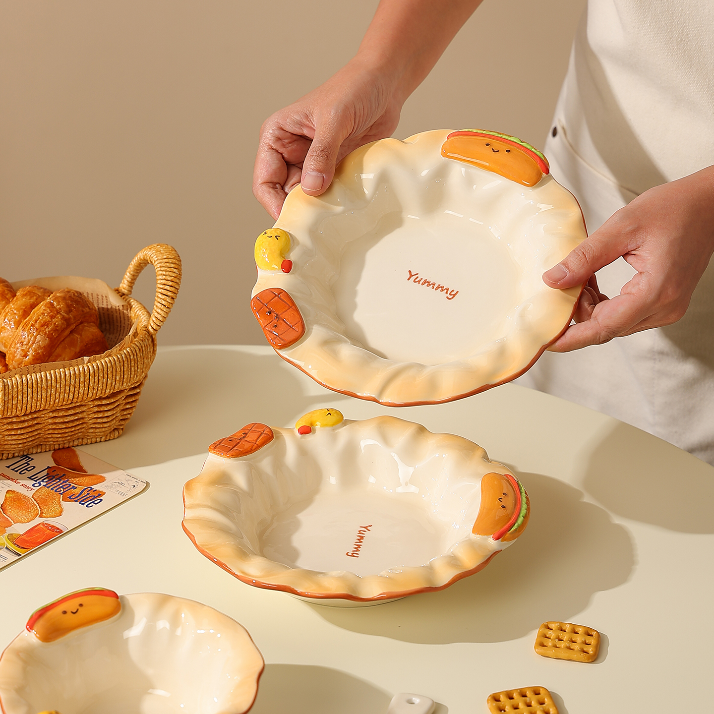 cookzone创意盘子浮雕陶瓷餐盘