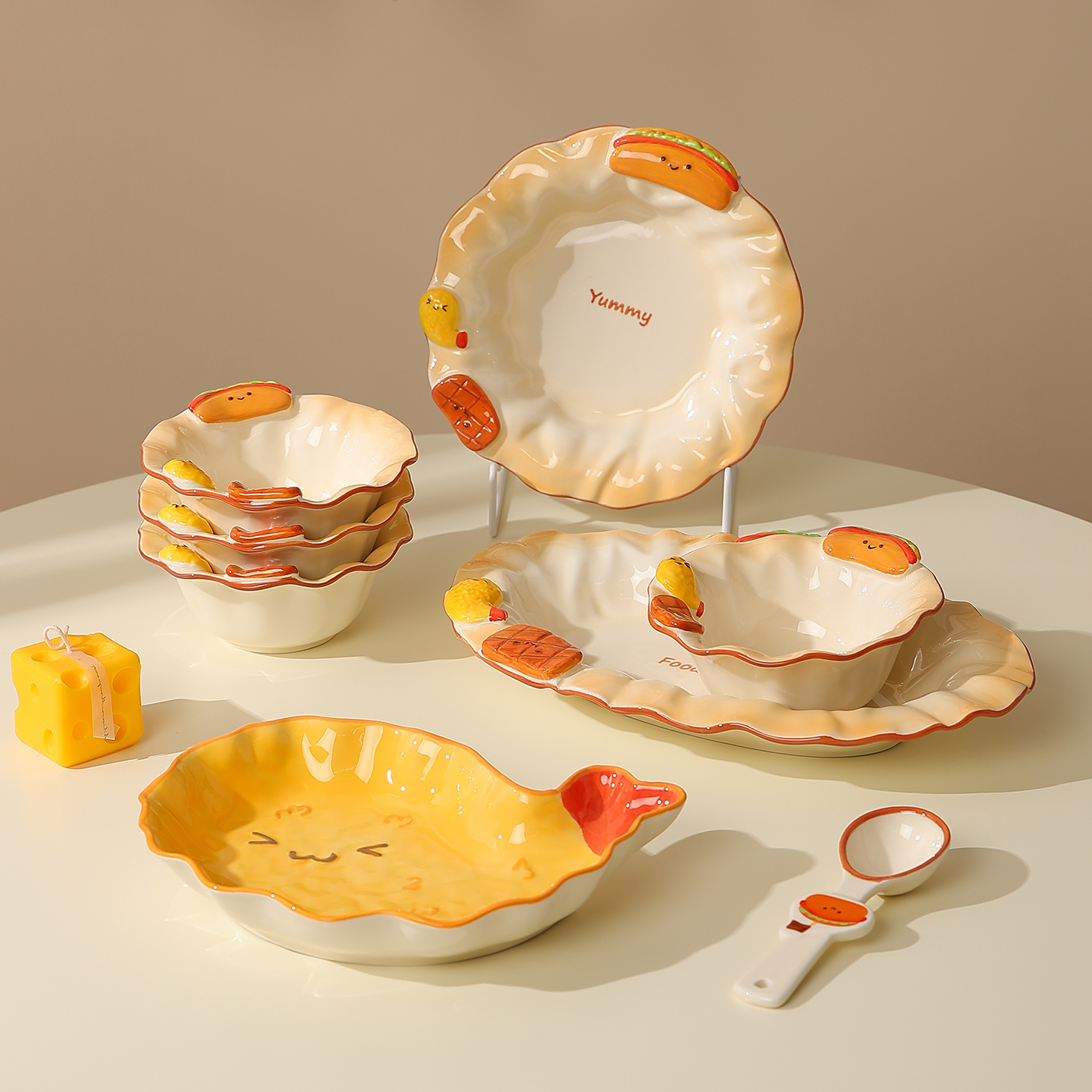 cookzone浮雕面包餐具可爱碗盘