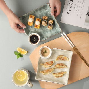 轻奢饺子盘专用网红盘子带醋碟创意薯条盘点心盘小吃盘商用寿司盘