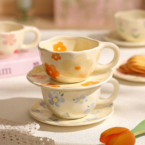 cookzone小清新花卉陶瓷咖啡杯