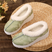 中式 国风加绒老北京布鞋 女民族风保暖汉服鞋 冬季 厚底复古绣花棉鞋