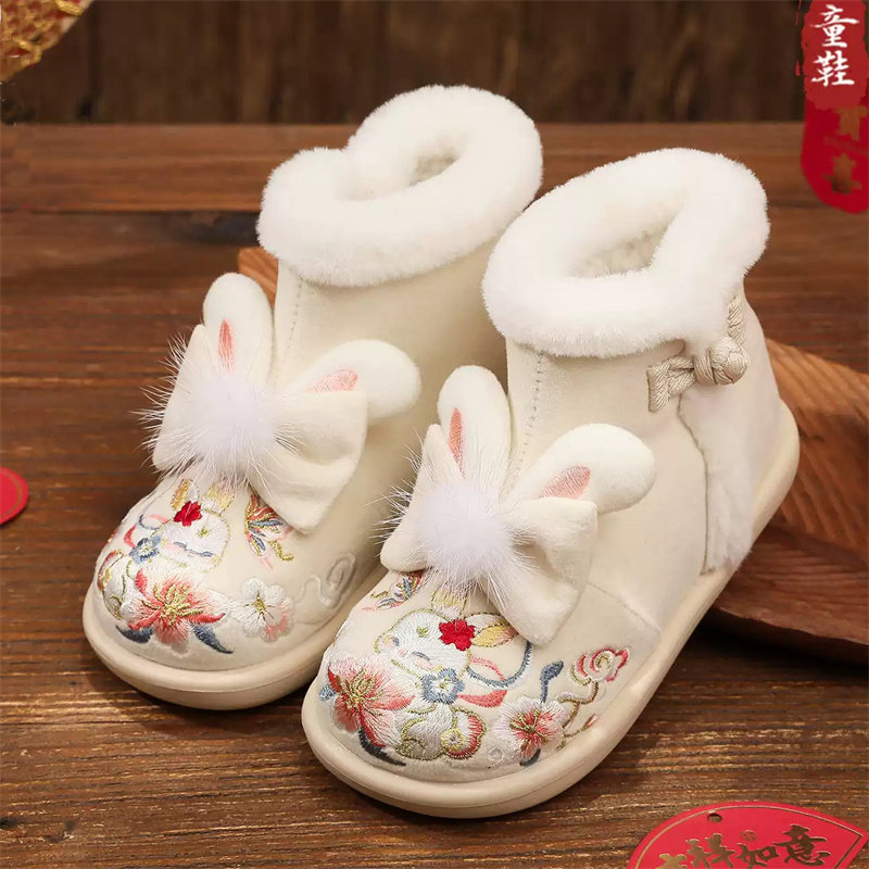 新款女童加绒配汉服鞋子冬季宝宝中式国风雪地靴儿童保暖绣花棉鞋,童鞋/婴儿鞋/亲子鞋,棉靴,淘宝优惠券,粉丝福利购,淘宝优惠卷