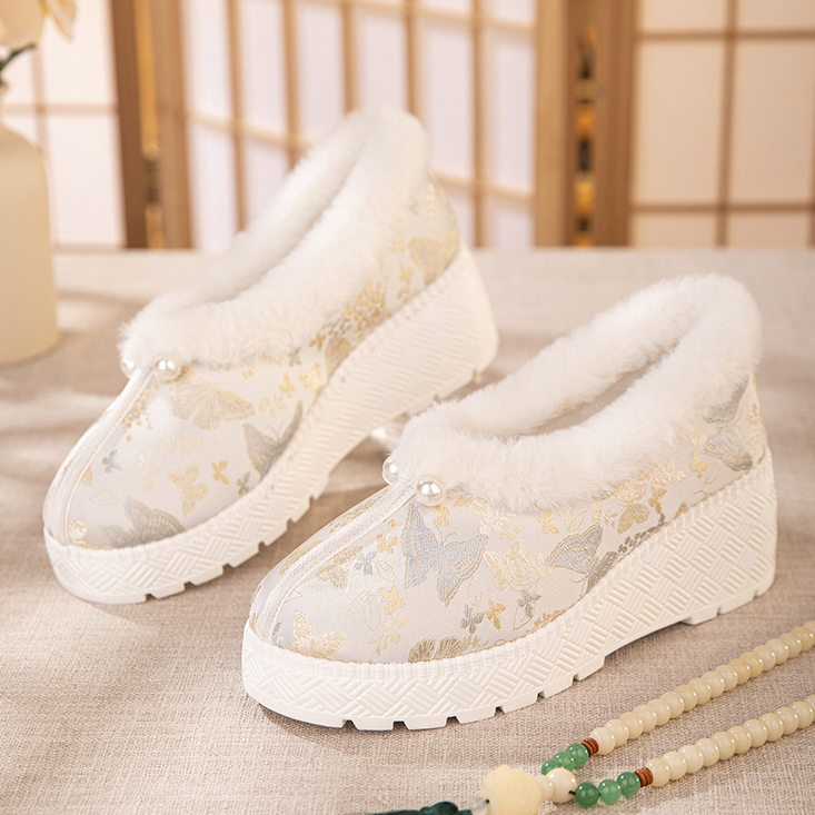 民族风加绒保暖厚底舒适汉服棉鞋