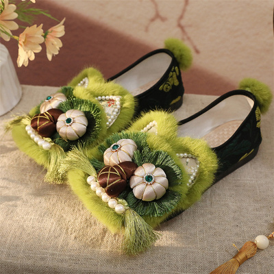 平底手工虎头鞋中国风软底绣花鞋