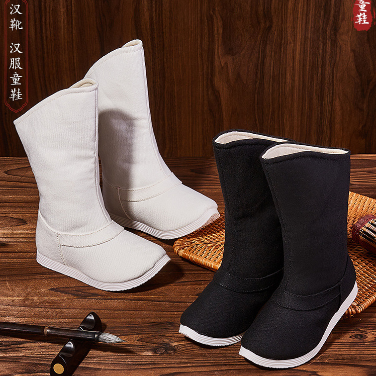 儿童平底布靴配汉服演出靴古风靴