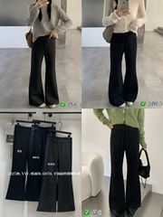 嫣语坊2025加绒新款高腰显瘦百搭休闲裤女宽松羊绒微喇叭裤潮6870