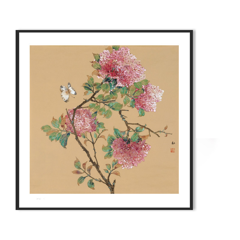 【新品捡漏】中美协会员 冯玉红【粉绣球】全屋 装饰签章数码版画属于什么档次？