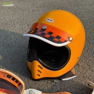 AMZ日式 太空全盔 尖嘴小盔体巡航头盔复古机车踏板车玻璃钢四季