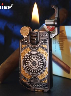 CHIEF/首领浮雕彼岸花曼陀罗复古砂轮煤油打火机高颜值个性创意潮