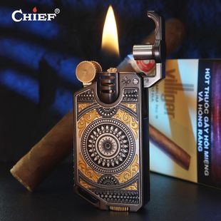 CHIEF 创意潮 首领浮雕彼岸花曼陀罗复古砂轮煤油打火机高颜值个性