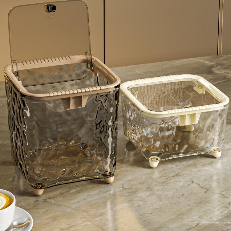 桌面垃圾桶轻奢高档2024新款厨房台面餐桌茶几茶桌迷你带盖小纸篓