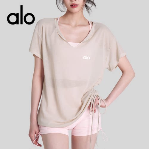 AIo速干跑步训练健身服罩衫女宽松运动短袖普拉提瑜伽服上衣夏季