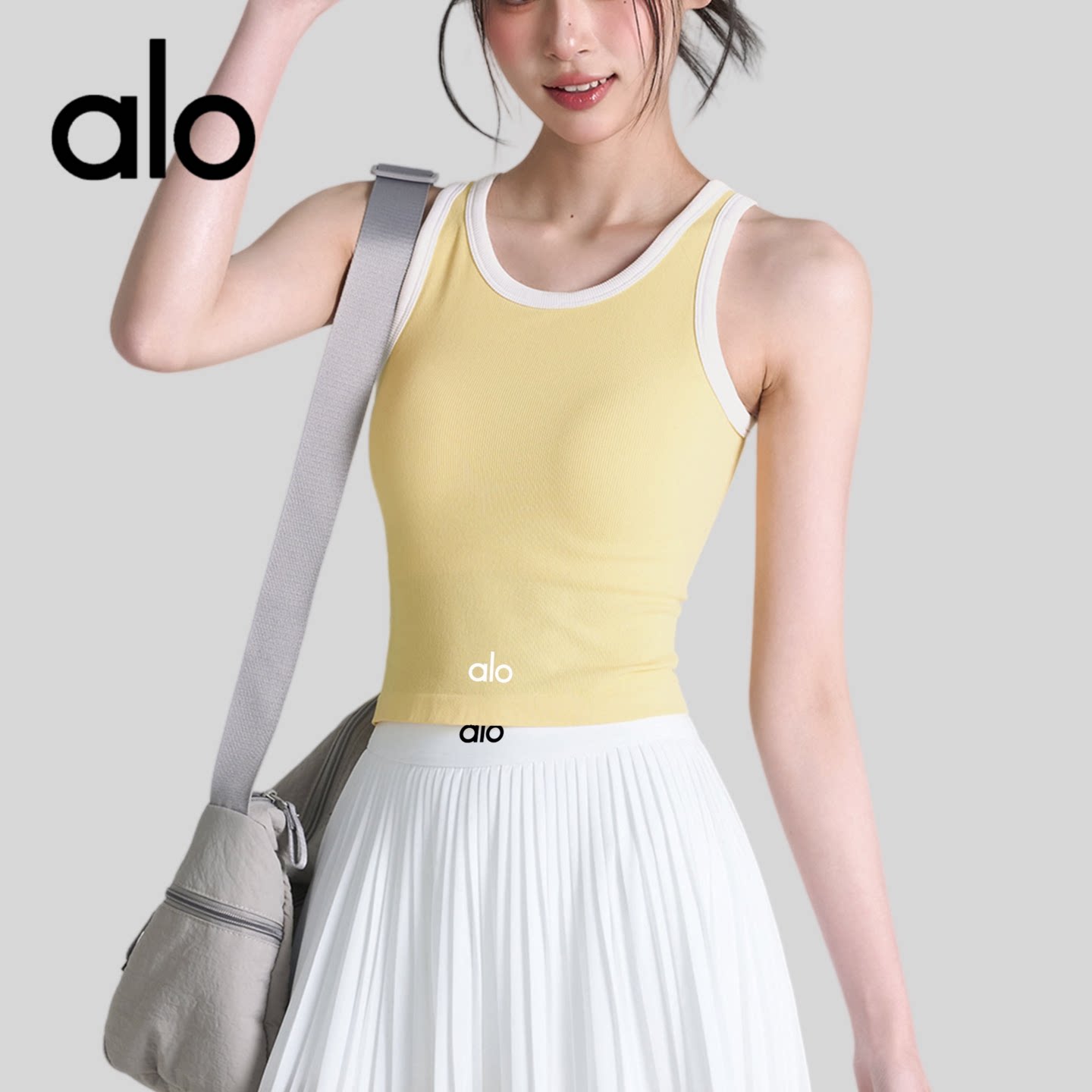 AIo撞色含胸垫瑜伽背心女夏季透气羽毛球健身服套装防震运动文胸