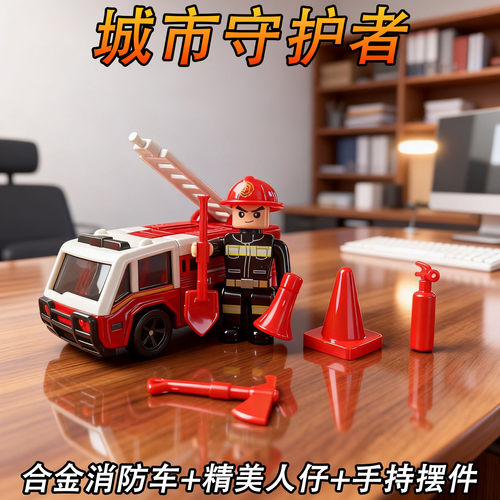 清仓合金消防车过家家玩具
