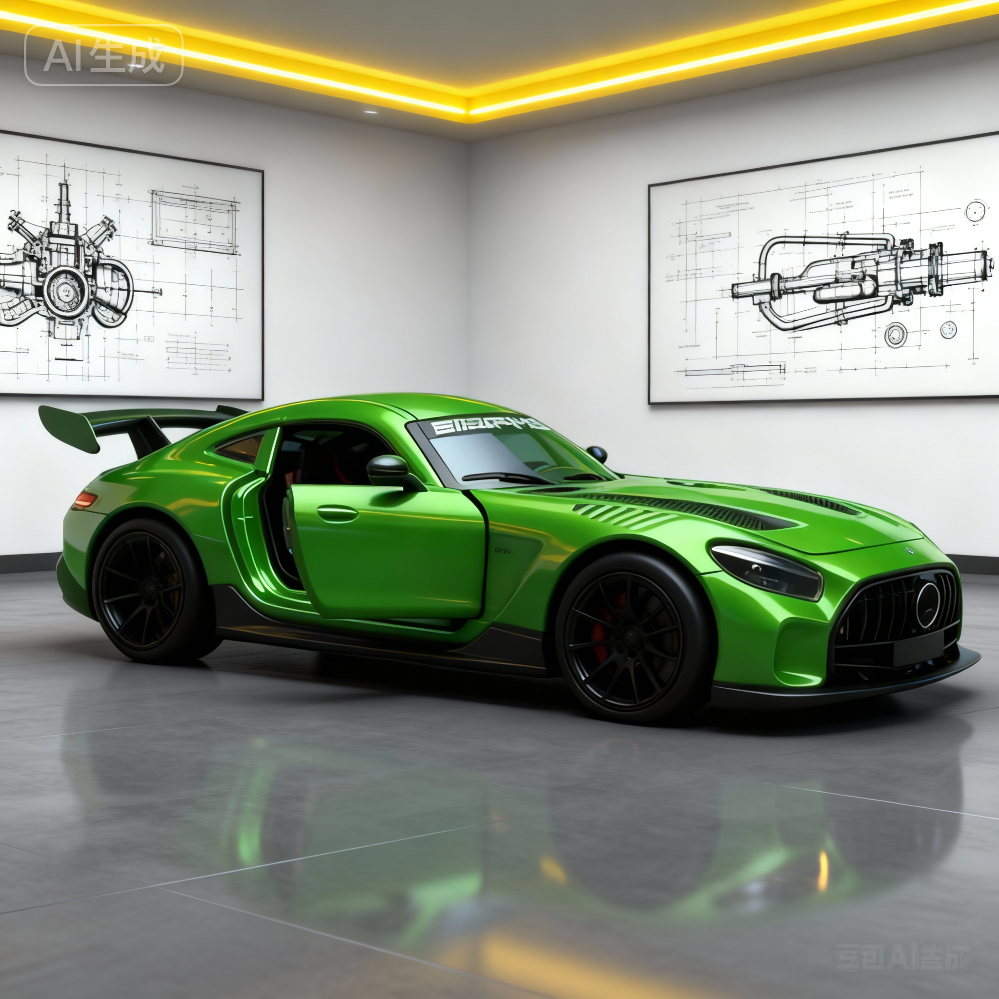 特价奔驰-AMG绿魔GT-R车模跑车大号汽车模型摆件超级跑车仿真合金 - 实物图