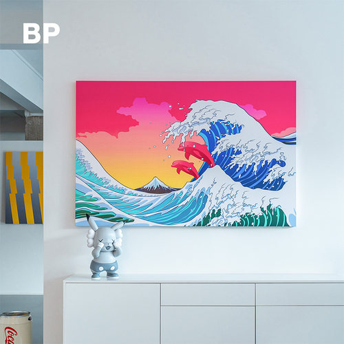无聊计划客厅艺术海豚风景画