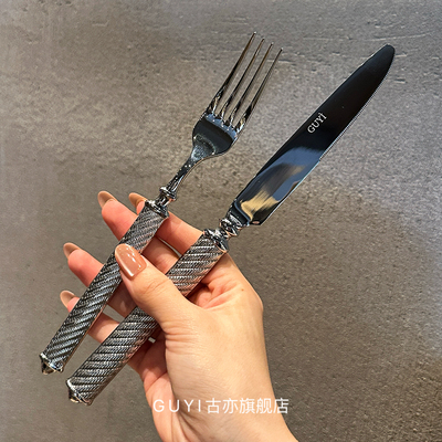 出米兰！实心柄沉甸甸！牛排刀叉套装西式餐厅不锈钢牛排刀西餐叉