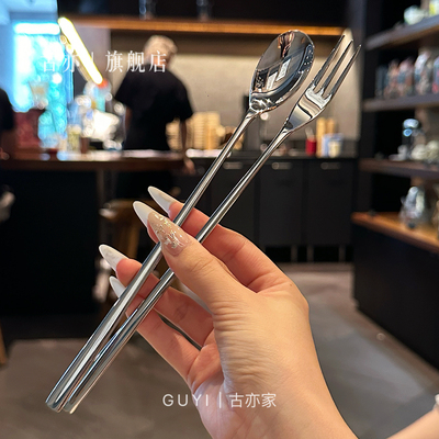 长柄水果叉316不锈钢叉子