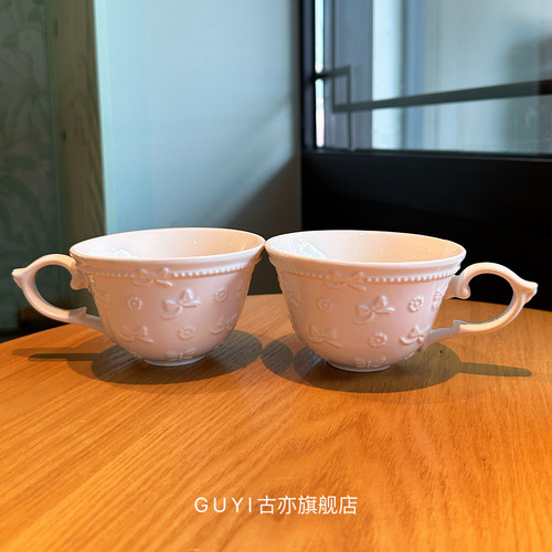 法式浮雕绝美花与蝴蝶咖啡杯杯