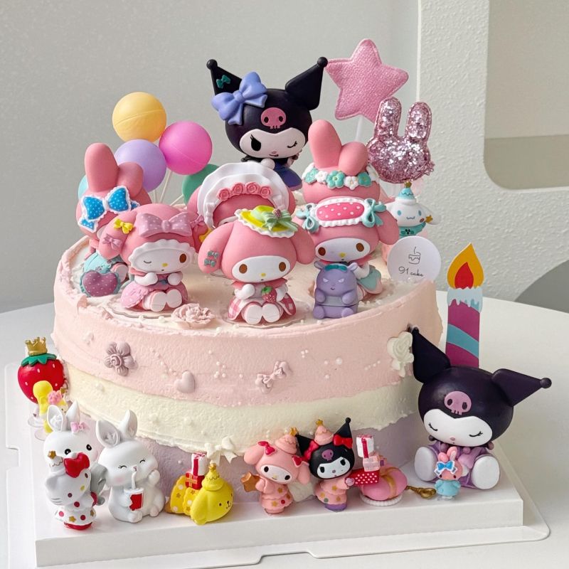 美乐蒂蛋糕装饰摆件库洛米KT猫玉桂狗儿童女孩生日甜品烘焙装扮