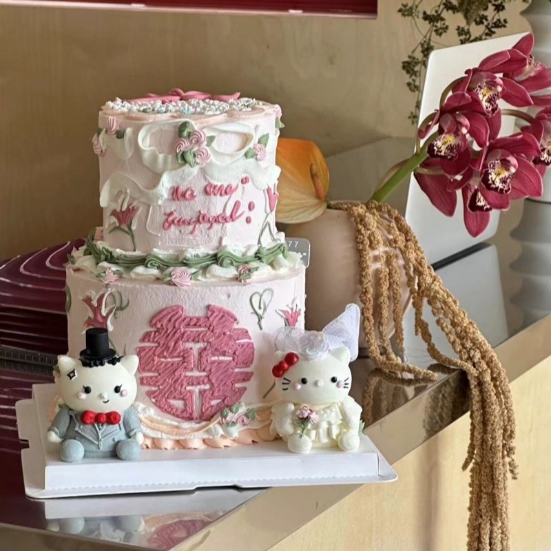 网红ins风婚纱礼帽蛋糕装饰摆件西式婚礼烘焙甜品台装扮配件插件