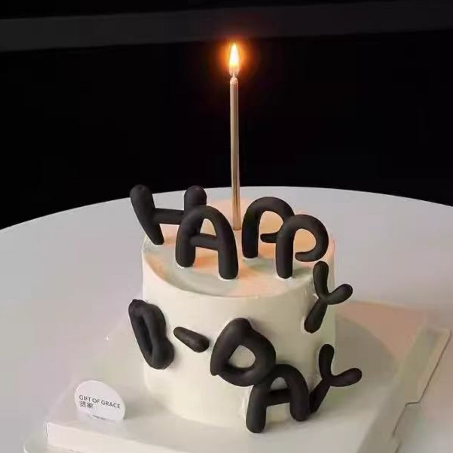 儿童生日蛋糕装饰软胶黑色happybirthday字母蜡烛装扮插件配件