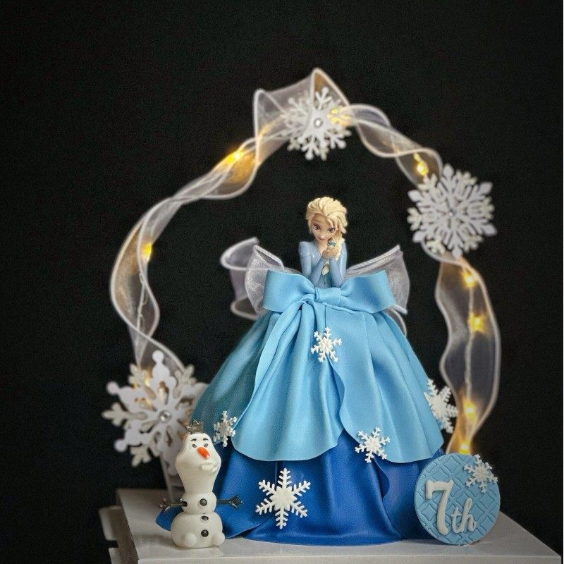 冰雪女王爱莎公主蛋糕装饰摆件带灯雪宝雪花烘焙蛋糕装扮插牌配件