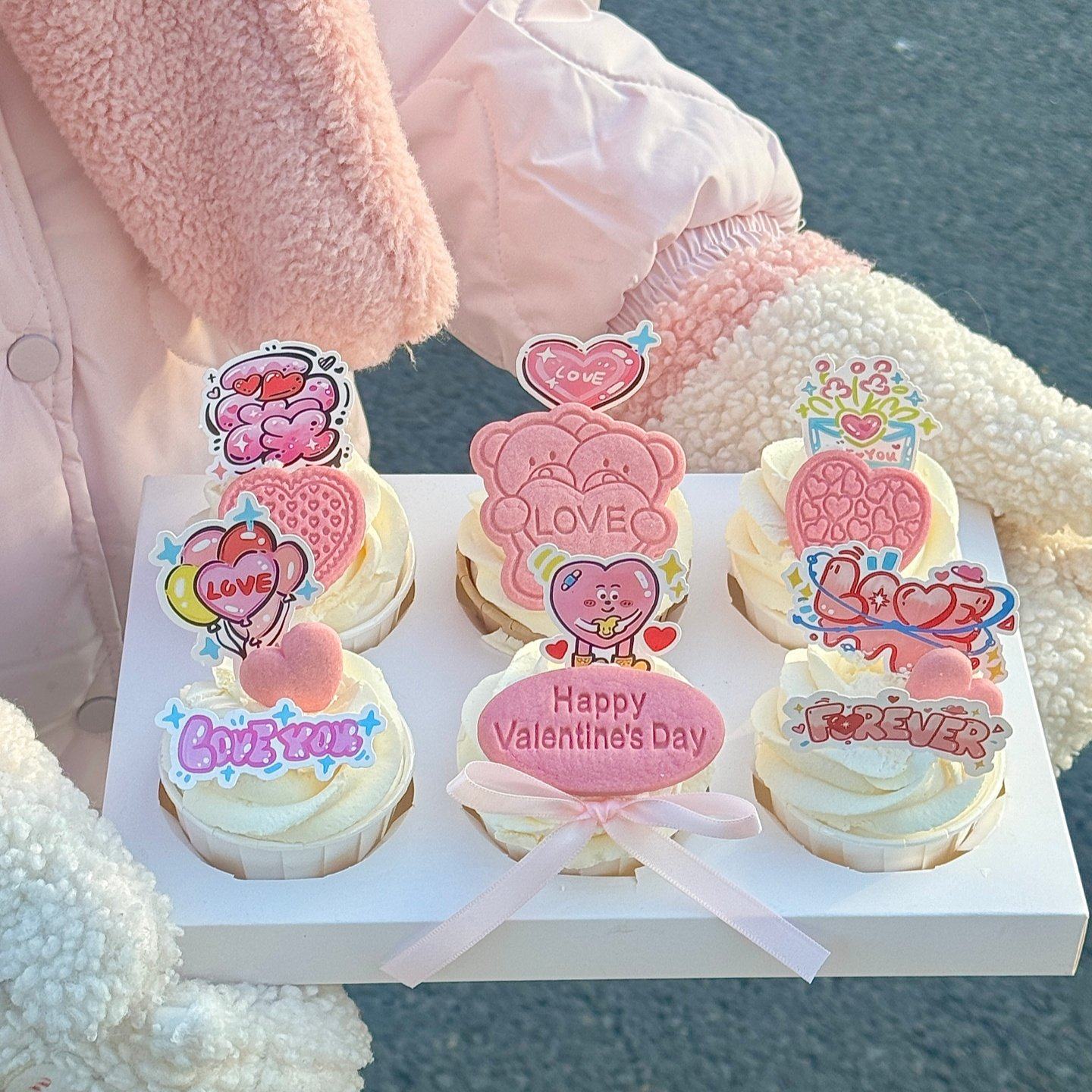 2.14情人节涂鸦卡片纸杯蛋糕装饰插牌小熊饼干情侣表白烘焙装扮,节庆用品/礼品,节日装扮用品,淘宝优惠券,粉丝福利购,淘宝优惠卷