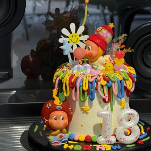 网红卡通吹蜡烛星星人蛋糕装饰摆件吹泡泡星星人儿童生日甜品装扮