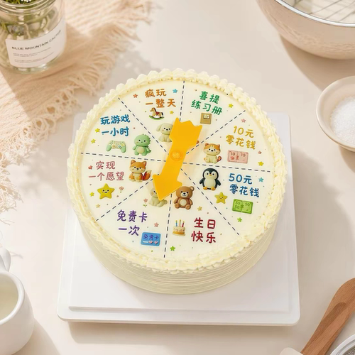 创意旋转转盘蛋糕装饰儿童生日幸运大转盘亚克力插件指针烘焙装扮